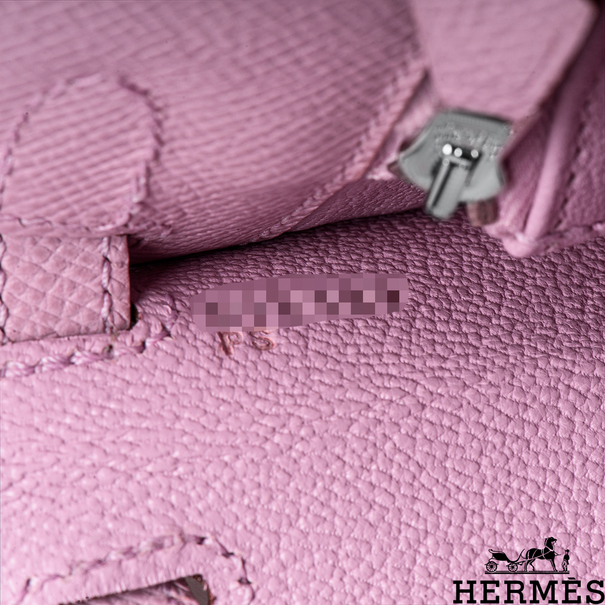 HERMÈS Kelly 25 Sellier handbag in Mauve Sylvestre Epsom leather